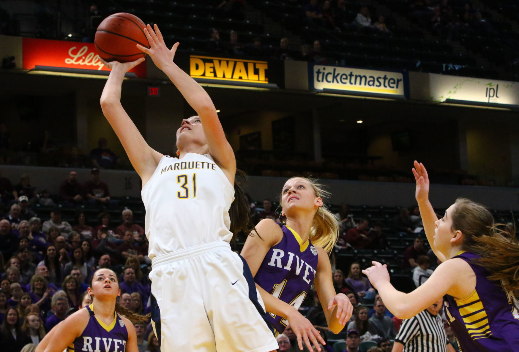 Gallery: Girls Basketball State Finals: Marquette Catholic vs. Vincennes Rivet